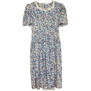 Vintage Gunne Sax Jessica McClintock Dress Floral Purple Blue Size 12 Cottagecor